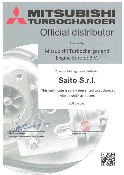 Official Mitsubishi / Garrett / BorgWarner KKK / IHI Distributor Certificates | SAITO