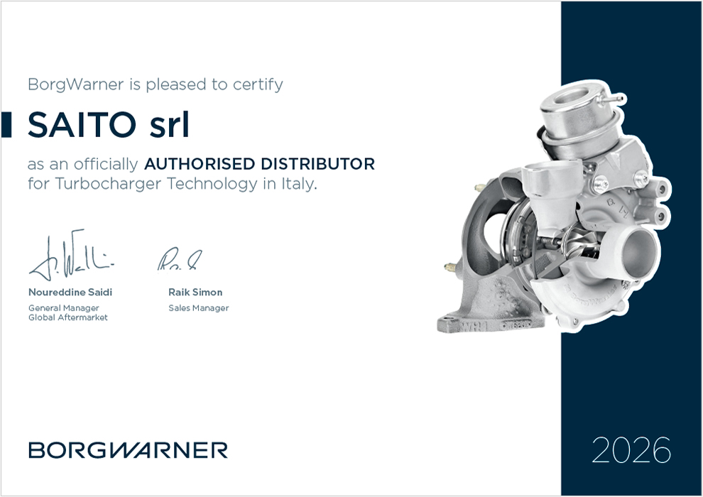 Certificato Distribuzione Turbo 2026 BorgWarner | SAITO